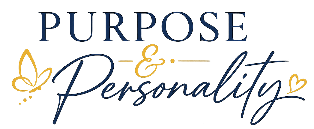 Purpose & Personality Logo in navy blue and gold accents
